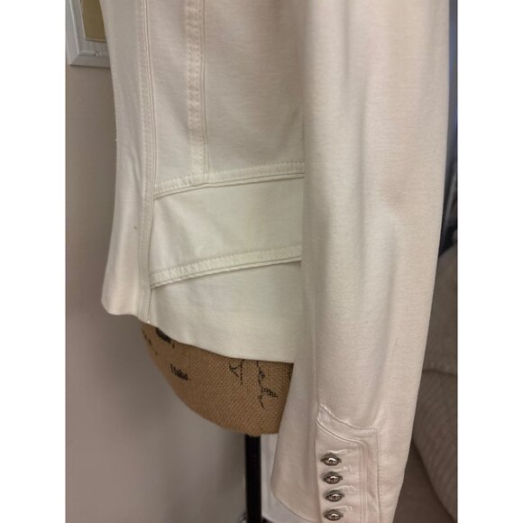 White House Black Market Ivory Blazer Silver Stud Accents 4 Padded Shoulders - Picture 8 of 16